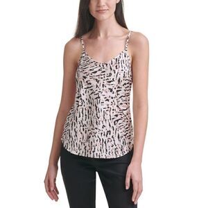 Calvin Klein Womens Printed Charmeuse Tank Top,Medium